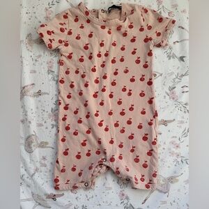Bobo Choses Apple Print Organic Cotton Romper Girls 2-3Y 98cm Red Pink
